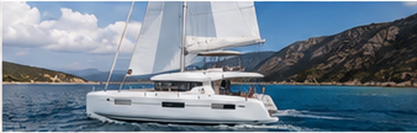 Katamaran Lagoon 46 z flybridge w zatoce.